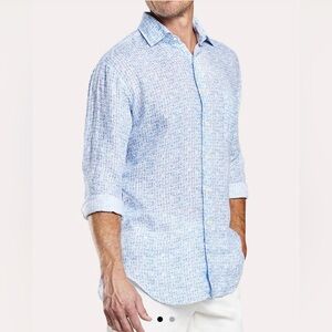 Peter Millar Lil Friday Sport Shirt 100% Linen Large all over print cocktails